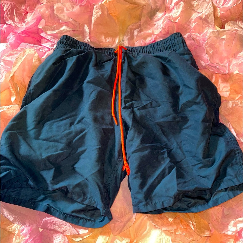 Old Navy Men’s small Blue swim shorts with orange draw string